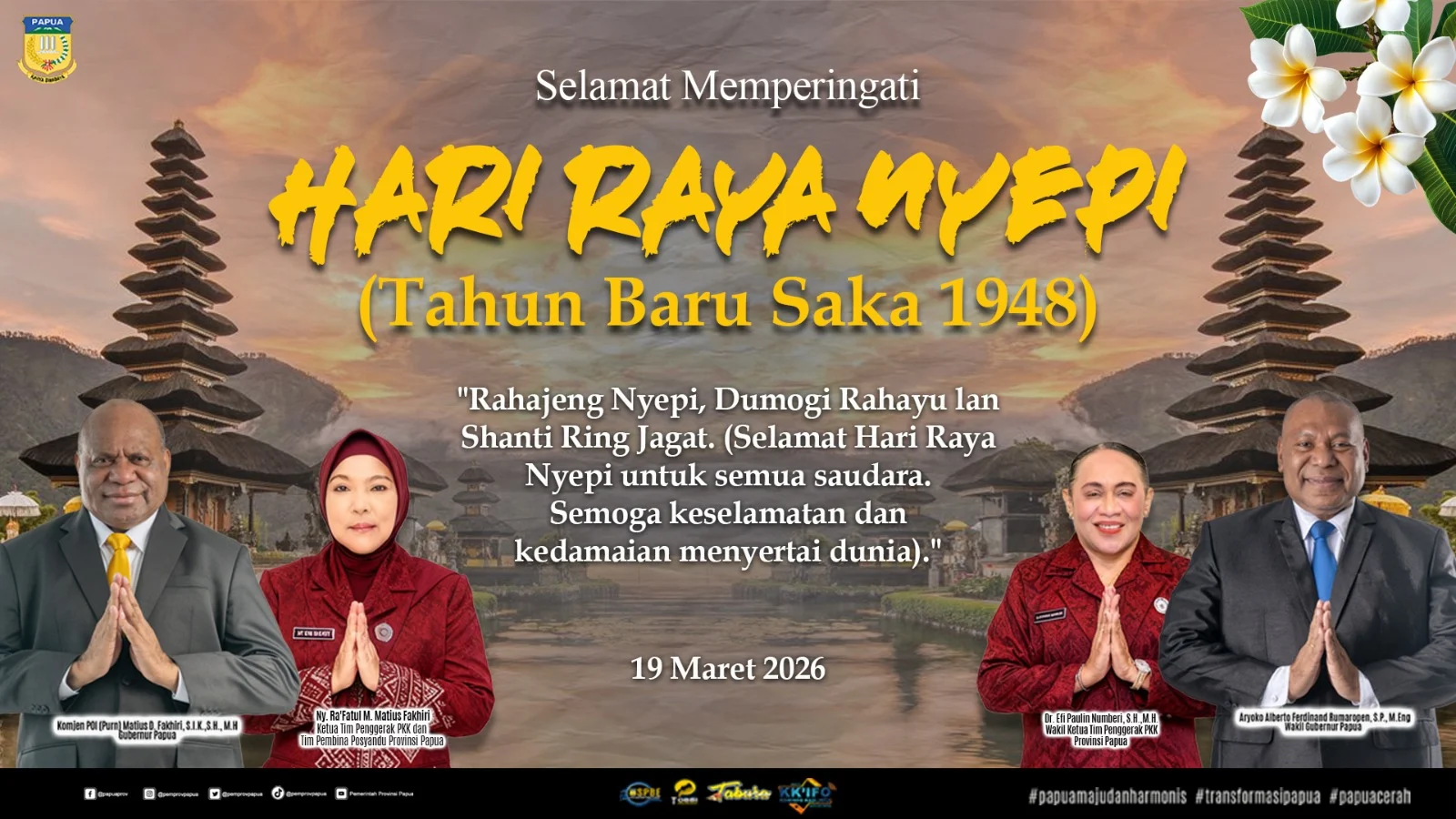 Ucapan Hari raya Nyep Pemerintah Provinsi Papua